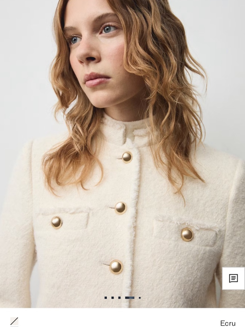 Mango Cream Tweed Button-Front Jacket - Picture 6 of 11